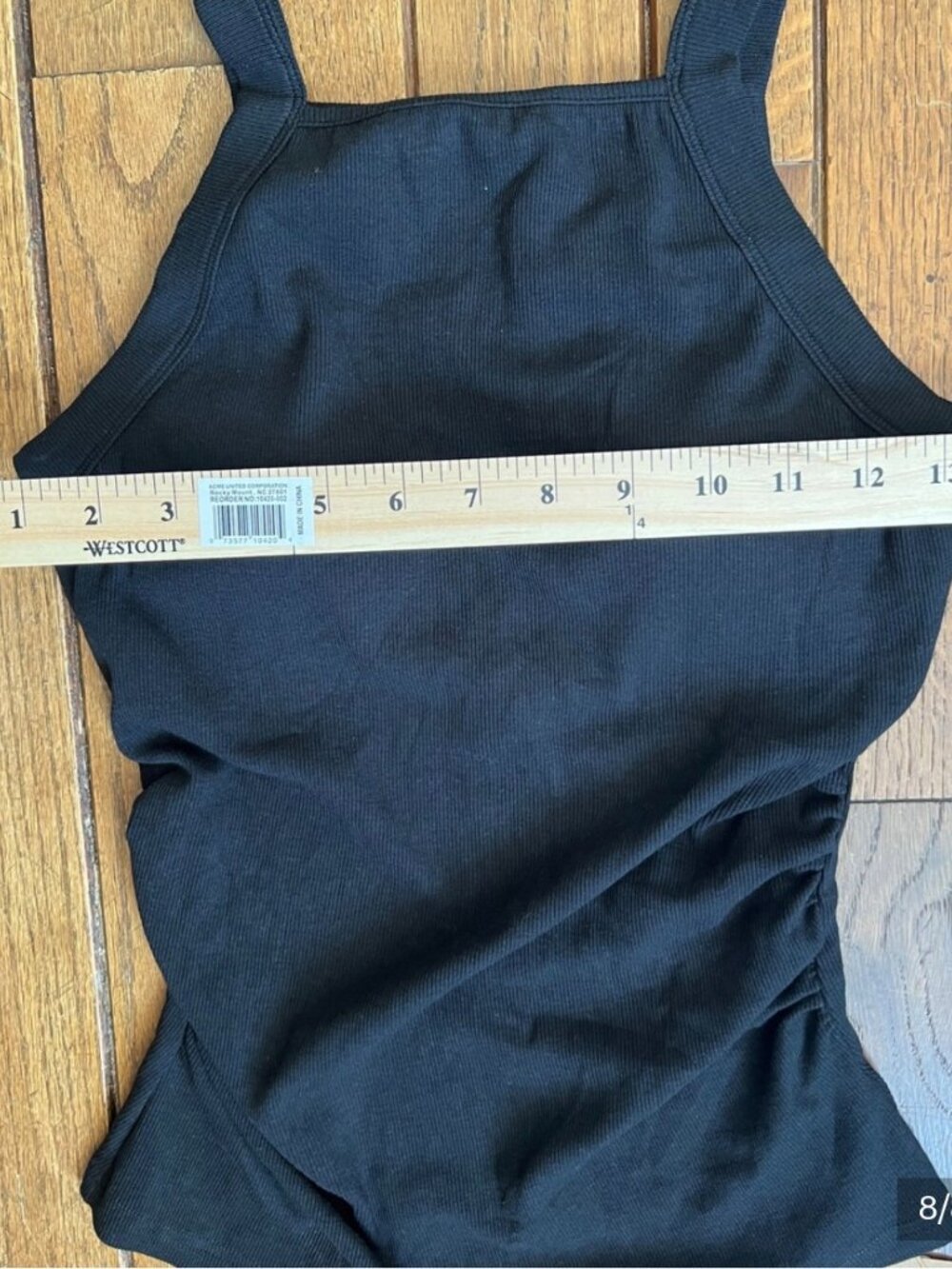 Plantive  OGL Chic Square Neck Ruched Rib Built-In Bra Tank - Picture 2 of 5